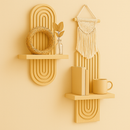 Prateleira Decorativa Suspensa de Parede em Madeira Pinus com Design Moderno para Plantas e Objetos