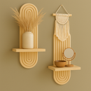 Prateleira Decorativa Suspensa de Parede em Madeira Pinus com Design Moderno para Plantas e Objetos