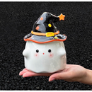 Caneca Fantasminha de Cerâmica com Chapéu de Bruxa