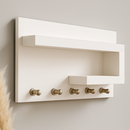 Porta Chaves Organizador com Prateleira decorativa – Design Moderno em MDF Branco Jequitibá