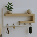 Porta Chaves Organizador com Prateleira Decorativa – MDF Branco Jequitibá