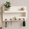 Porta Chaves Organizador com Prateleira Decorativa – MDF Branco Jequitibá