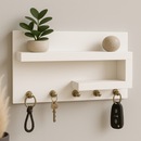 Porta Chaves Organizador com Prateleira Decorativa – MDF Branco Jequitibá