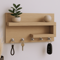 Porta Chaves Organizador com Prateleira Decorativa – MDF Branco Jequitibá