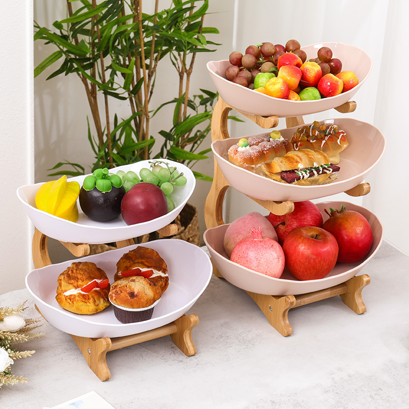 Pratos De Mesa De Cozinha Fruteira Com Pisos Bandejas Divisórias De Bolo De Doce Madeira