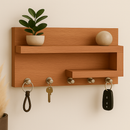 Porta Chaves Organizador com Prateleira Decorativa – MDF Branco Jequitibá