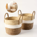 Cestos Palha Rattan Cachepot Vime Boho Decoração Rustico Varios Tamanhos Plastificado