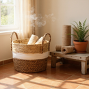 Cestos Palha Rattan Cachepot Vime Boho Decoração Rustico Varios Tamanhos Plastificado