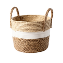 Cesto de Palha Rattan Boho Luxo com Alça e Forro Interno | Cachepot Decorativo em Vime Artesanal