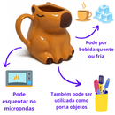 Caneca 3D Capivara Bichinho Animal Exótico Bicho do Mato Cerâmica Brilhante Esmaltada Alto Relevo