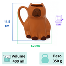 Caneca 3D Capivara Bichinho Animal Exótico Bicho do Mato Cerâmica Brilhante Esmaltada Alto Relevo