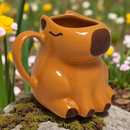 Caneca 3D Capivara Bichinho Animal Exótico Bicho do Mato Cerâmica Brilhante Esmaltada Alto Relevo