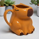 Caneca 3D Capivara Bichinho Animal Exótico Bicho do Mato Cerâmica Brilhante Esmaltada Alto Relevo