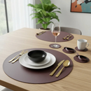 Jogo Americano Sousplat Mesa Jantar Couro Sintético os Kits Inclui o Porta Copo e porta Guardanapo