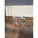Xícara Caneca de vidro duplo com flores artificiais no interior 250ml