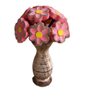 Vaso Buquê de Flores de Madeira Decorativo Artesanal para Mesa Estante Sala Presente