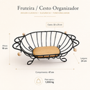 Fruteira Oval Rústica de Bancada em Ferro e Madeira