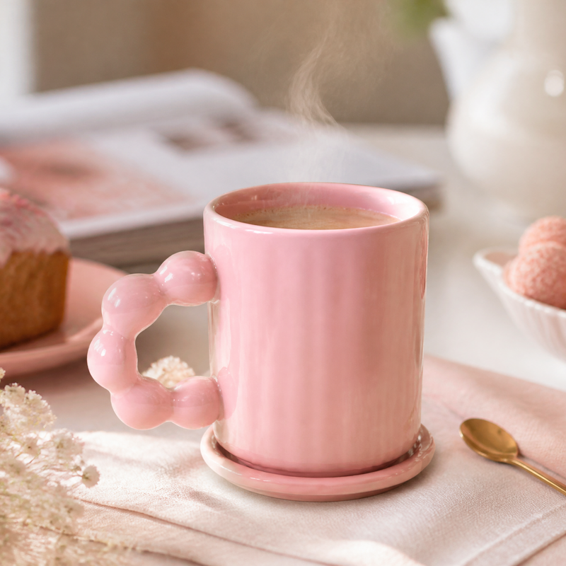 Caneca Pearl + Porta Copos Flor