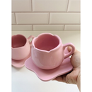Xícara e Pires para Chá Tulipa Rosa 200ml