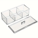 Caixa em acrílico organizador grande com 3 divisórias + tampa ABCSHOP