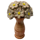 Vaso Buquê de Flores de Madeira Decorativo Artesanal para Mesa Estante Sala Presente