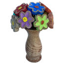 Vaso Buquê de Flores de Madeira Decorativo Artesanal para Mesa Estante Sala Presente