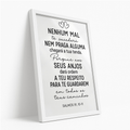 Quadro Decorativo Nenhum Mal Salmo Bíblia Cristã Proteção Versículo Fé Parede Decoração