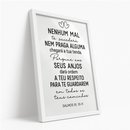 Quadro Decorativo Nenhum Mal Salmo Bíblia Cristã Proteção Versículo Fé Parede Decoração