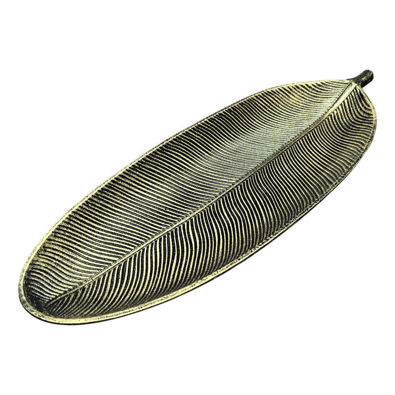 Centro de Mesa Decorativo Folha Dourada 41cm MDF – Enfeite Elegante para Sala, Cozinha e Fruteira