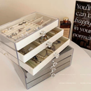 Porta Joia Acrílico Luxo Com 3 Camadas Brinco Anel Compartimento caixa de armazenamento de jóias