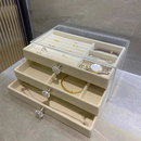 Porta Joia Acrílico Luxo Com 3 Camadas Brinco Anel Compartimento caixa de armazenamento de jóias