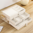 Porta-Joias em Acrílico Luxo com 3 Camadas – Caixa Organizadora com Compartimentos para Anéis, Brincos e Colares