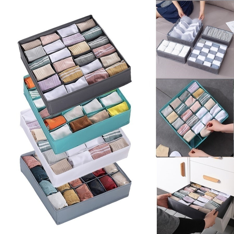 Organizador De Gaveta 33X30X10 24 Ou 12 Ou 6 Divisórias Dobrável Guarda Peças Intimas Sutiã Meias