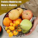 Fruteira Decorativa em Metal e Madeira para Organização e Charme