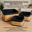 3 Cestos Caixa Organizador De Bambu Banheiro Quarto Armário
