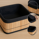3 Cestos Caixa Organizador De Bambu Banheiro Quarto Armário